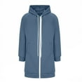 thumbnail image 7 of Resicozy Long Hoodies for Women Zip Up Double Zipper Solid Color Jacket Tunic Sweatshirts Fall Winter Fashion Clothes Navy L, 7 of 7