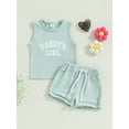 thumbnail image 2 of FEORJGP Toddler Baby Girl 2 Piece Summer Set 6M 12M 18M 2Y 3Y Infant Round Neck Vest Sleeveless Waistcoat Letter Print Tank Tops + Elastic Waist Shorts Newborn Cute Sweet Father's Girl Outfits, 2 of 8