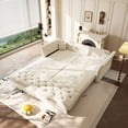 thumbnail image 3 of 74" Pull Out Sofa Bed, 2-in-1 Convertible Sleeper Sofa with Deep Seat and Flower Tufted, Luxurious Velvet Loveseat Bed for Living Room, Apartment, Beige, 3 of 9