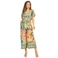 thumbnail image 5 of Sakkas Irise Women's Short Sleeve V neck Floral Print Casual Boho Jumsuit Pockets - 600-Turq - L/XL, 5 of 5
