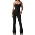 thumbnail image 1 of Fortune Yoga Jumpsuits for Women Backless Bodycon Romper Solid Color Flare Pants, 1 of 8