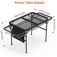 thumbnail image 3 of TeqHome Camping Table with 2 Side Wing Trays Foldable BBQ Grill Table Portable Height Adjustable Picnic Table with Storage Net for Picnic Camping Beach BBQ RV, 3 of 12