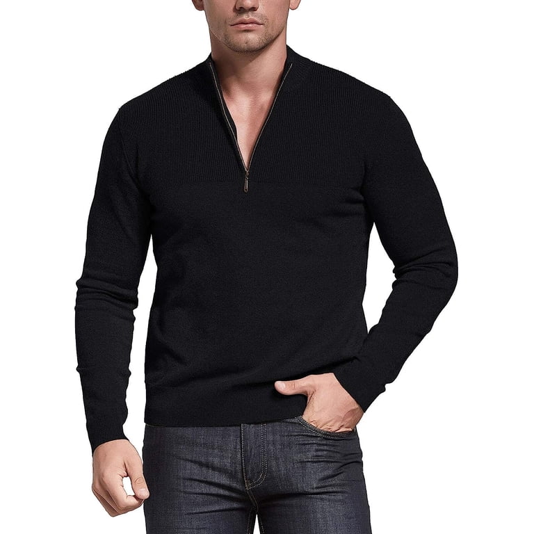 Iceglad Men's Slim Fit Mock Neck Zip Sweater photo 3
