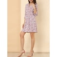 thumbnail image 6 of MODA NOVA Juniors V Neck Floral 3/4 Sleeves Side Pockets Button Dress, 6 of 7