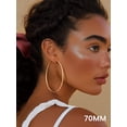 thumbnail image 3 of KeyStyle 14k Gold Plated Hoop Earrings for Women Lightweight Large Hoops Earring 70mm Christmas Birthday Gift, 3 of 10