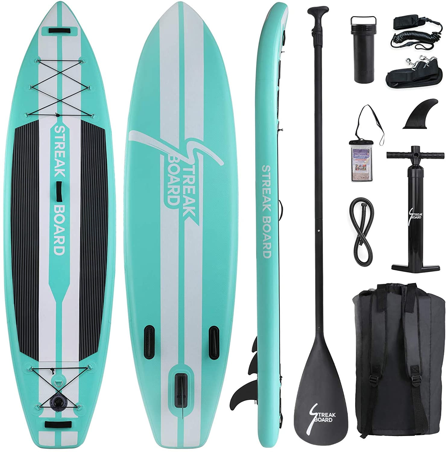 HEMBOR 11FT Inflatable Stand Up Paddle Board Surfing Board with 3 Fins