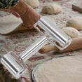 thumbnail image 4 of Rodillo de amasar de acero inoxidable suave y antiadherente, rodillo para masa de Pizza que ahorra tiempo para hornear en la cocina casera, rodillos en forma de H, 4 of 5