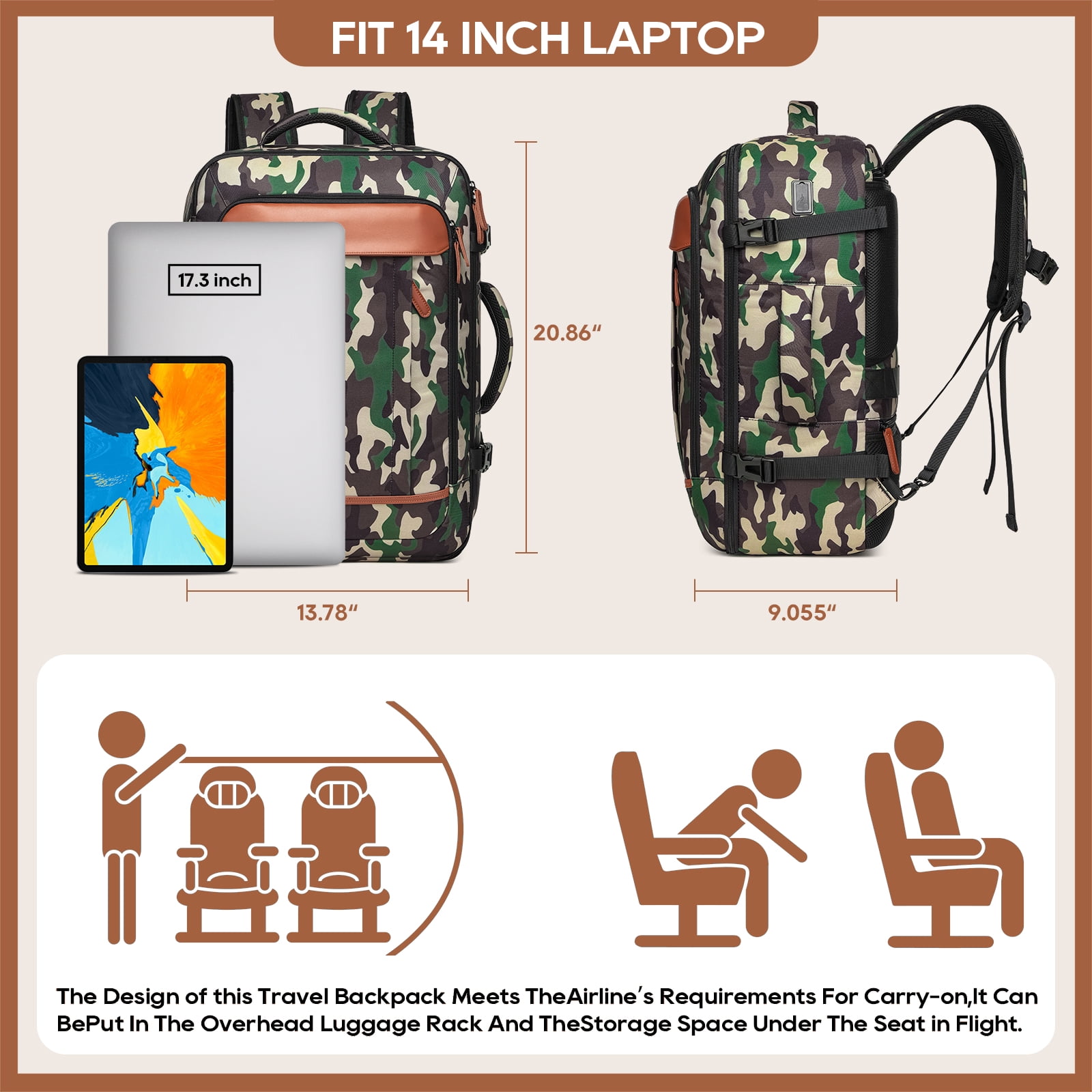 Joyway 2-Piece Travel Backpack Set Airline-Approved Waterproof Carry-On Luggage with USB Charging Port Comfortable Straps & Matching Toiletry Bag