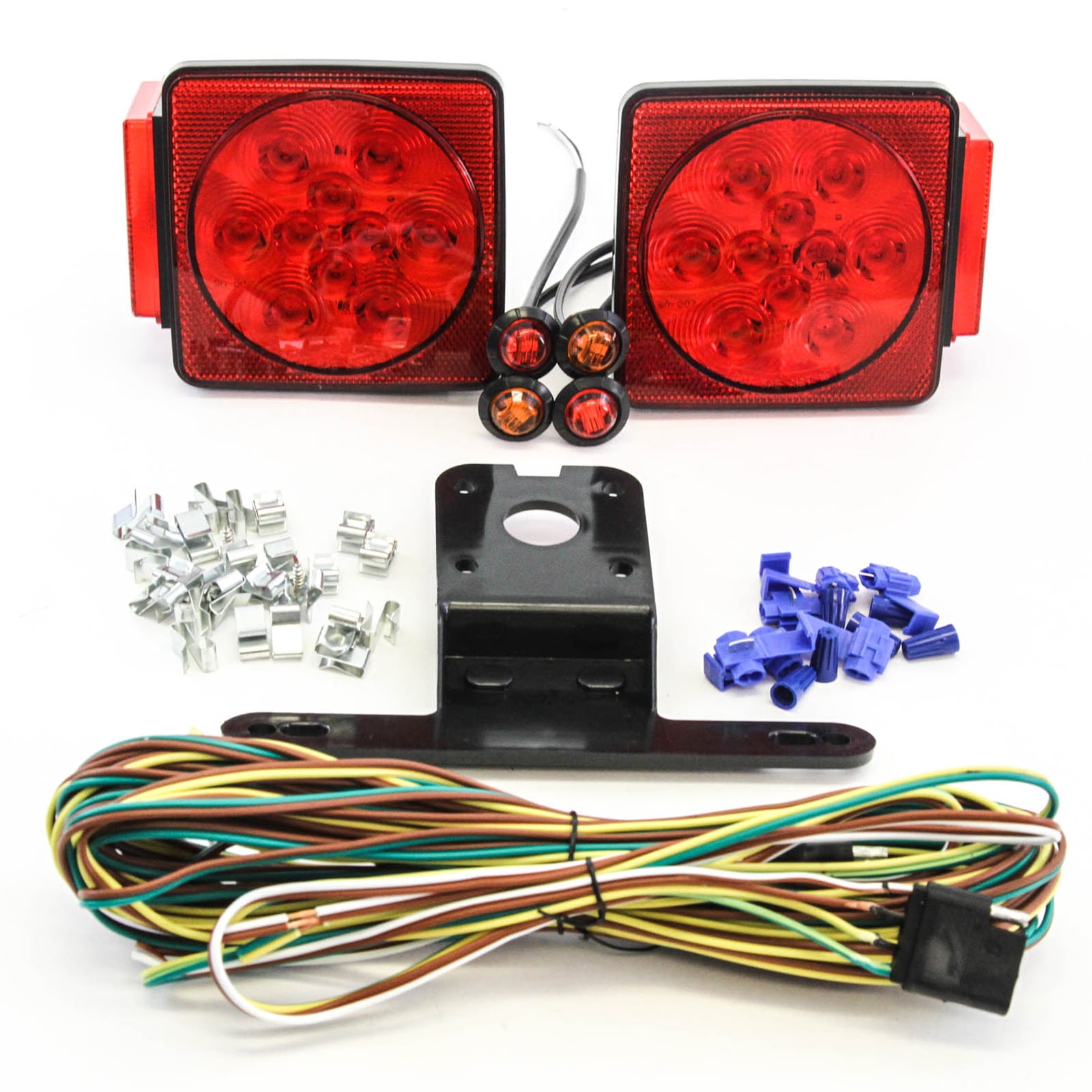 LED Submersible Square Light Kit Trailer 80 Inches & 2 Red 2 Amber