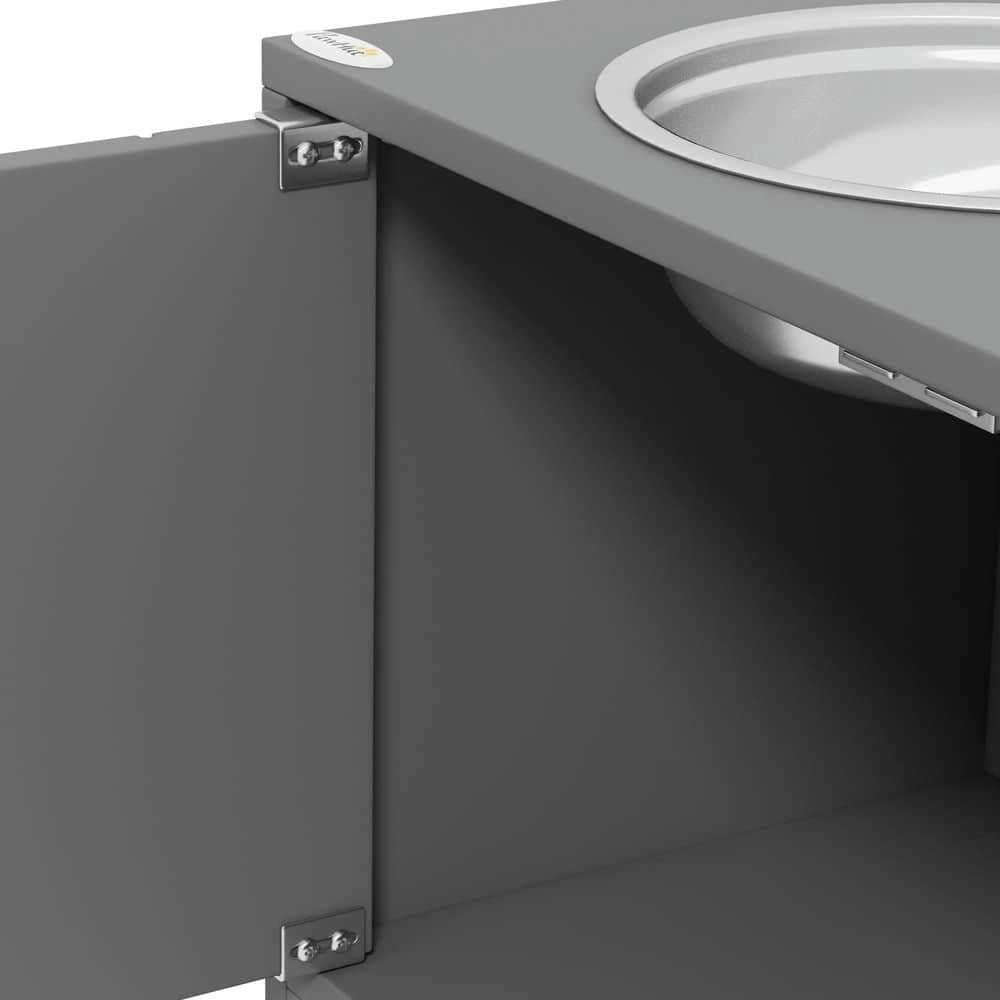 YYAo Dog Bowls, Dog Bowl Stand,Dog Food Bowls, Elevated Dog Bowls with Storage Cabinet Containing Large 44L Capacity, Gray