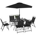 thumbnail image 1 of Outsunny 8 Piece Patio Dining Set with Umbrella 6 Folding Chairs Table, 1 of 10