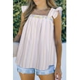 thumbnail image 2 of POGLIP Women's Sky Blue Embroidered Square Neck Striped Tank Top, 2 of 6