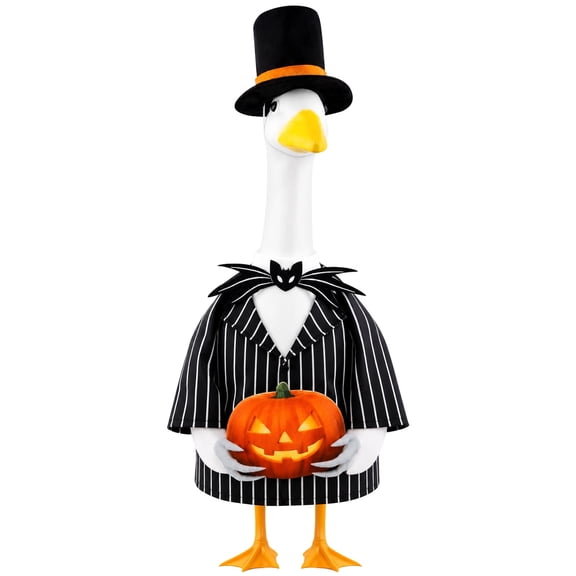 Halloween Porch Goose Outfits, Jack Pumpkin Halloween Yard Goose Clothes Silly Lawn Costume for 23''H, Thanksgiving Decorations Outdoor Garden Decor