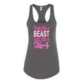 thumbnail image 2 of Train Like a Beast Look Like a Beauty Gym / Workout Ladies Racerback Tank Top, Dark Grey, X-Large, 2 of 3