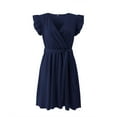 thumbnail image 2 of Vedolay Women's Summer Dresses Women's Elegant Bridesmaid Dresses Square Neck Ruffle Split Midi Formal Dress,Navy S, 2 of 4