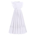 thumbnail image 2 of IBTOM CASTLE Flower Girl Flowy Ruffle Chiffon Trim A-Line Dress for Kid Wedding Junior Bridesmaid Communion Party Pageant Maxi Belted Gown 11-12 Years White, 2 of 8