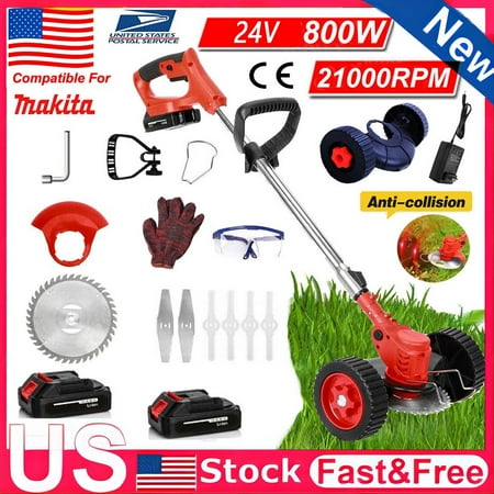 Grass Trimmer Cordless Electric Weed Eaters & Weed Trimmer Weed Lawn Edge Trimmer Mower with Upgraded Wheels