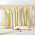 thumbnail image 3 of Yellow Grey Stripe Outdoor Waterproof Pillow Covers, Farmhouse Minimalist Striped Decorative Square Throw Pillowcase Sofa Cushion Sham for Patio/Couch/Chair, 24"x24" 2 Pack, 3 of 8