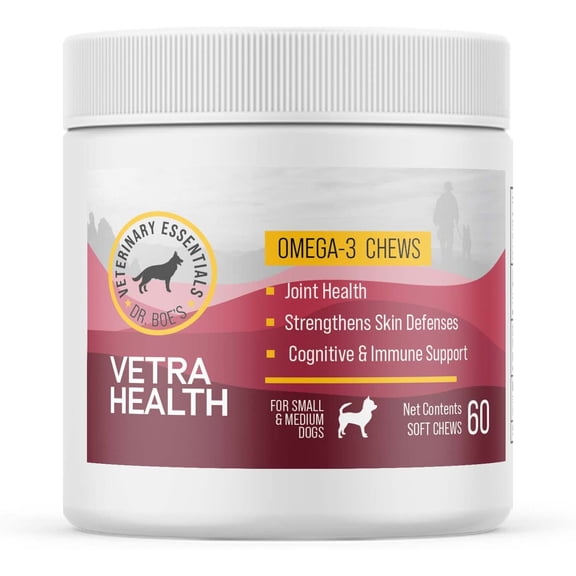 Dr. Boe's VetraHealth Omega Complete Skin, Joint, Cognitive & Immune System Support for Dogs - Omega 3 Fish Oil, EPA & DHA - 60 Count
