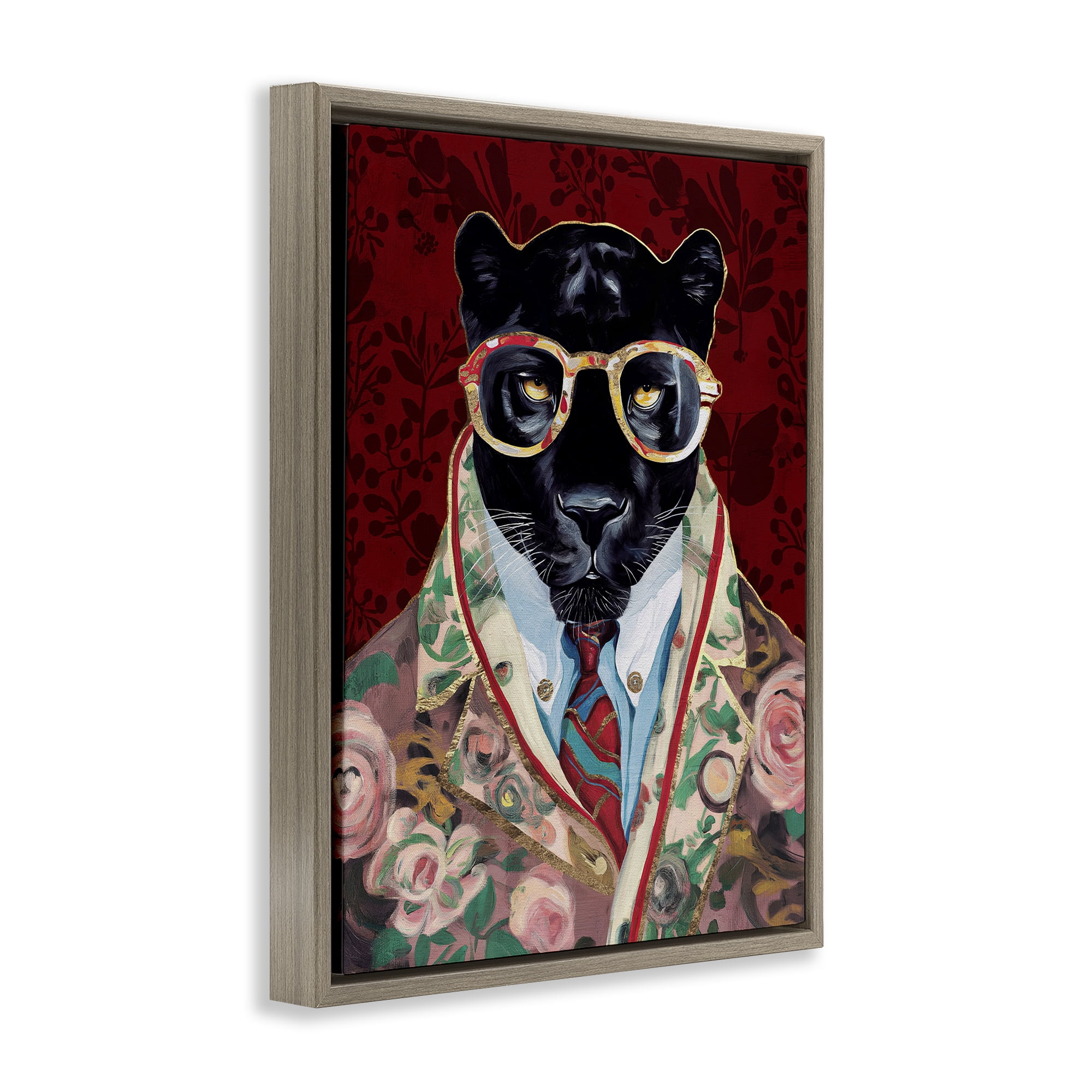 Stupell Industries Fashionable Scarlet Panther Brown Framed Floater Canvas Wall Art, design by Svetlana Aleynikova