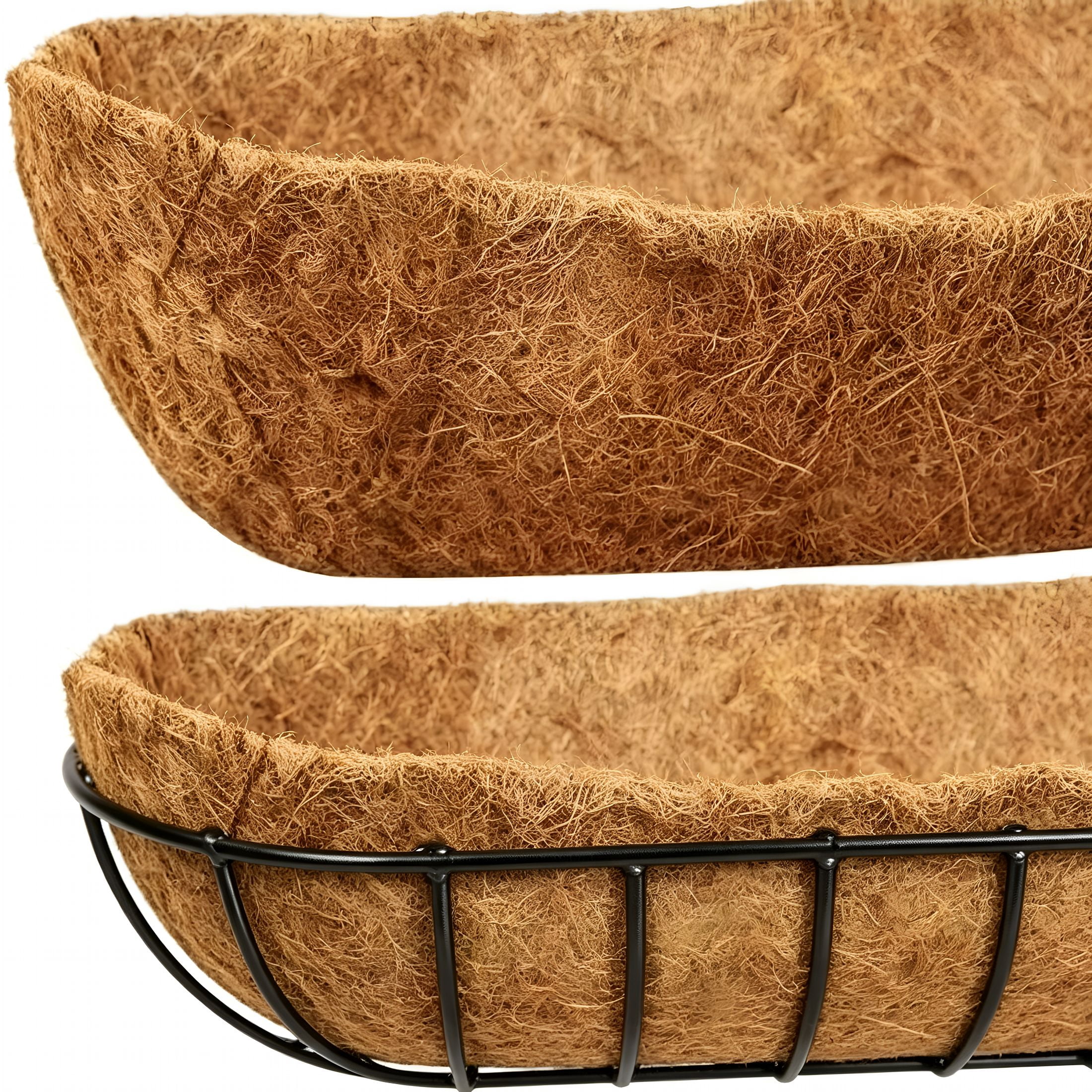 AUQ 2-Pack 24 Inch Coco Liners for Planters-Trough Coco Liner for Window Box,Fence Flower Baskets | Liners for Hanging Baskets,Planter Box Liner,24 Inch Coconut Liners for Planters