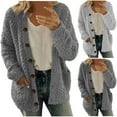 thumbnail image 3 of Qeaghou Women Sherpa Jacket Fuzzy Teddy Coat Plus Size Fleece Lined Warm Winter Puffy Button Down Cardigan Jackets S-5XL, 3 of 4