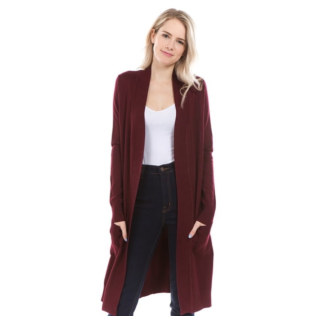 Cardigan ligero tejido con bolsas color Vino AMAD Casual para mujer Talla L