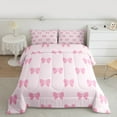 thumbnail image 2 of Manfei Pink Bowknot Full Size Comforter Sets 3-Piece for Girls, Kawaii Bow Bedding Comforter Set, Cute Bowtie Bedding Sets, Ultra Soft Home Decor, 2 of 8