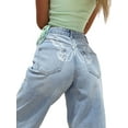 thumbnail image 2 of Qiylii Women's Denim Pants, Butterfly Print High Waist Straight-Leg Jeans, 2 of 9
