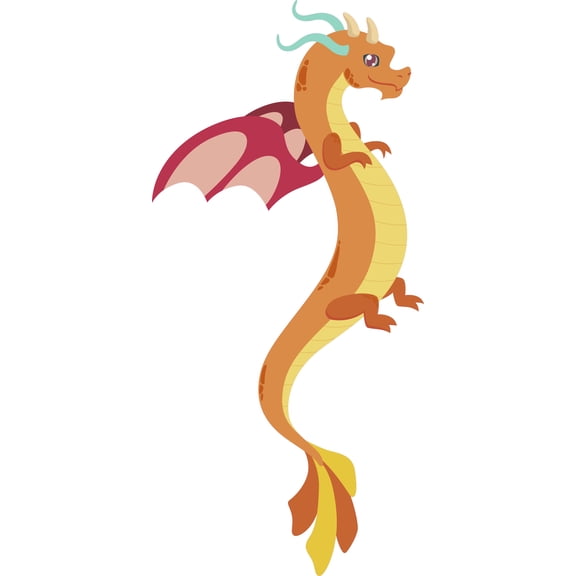 Winged Dragon Giant Sticker Large Lizard Mythological Creature Design Vinyl Home Living Room Vinyl Adhesive Wall Decal - 20" x 41" Kids Bedroom Art Legendary Serpentine Monster Removable Wall Decor