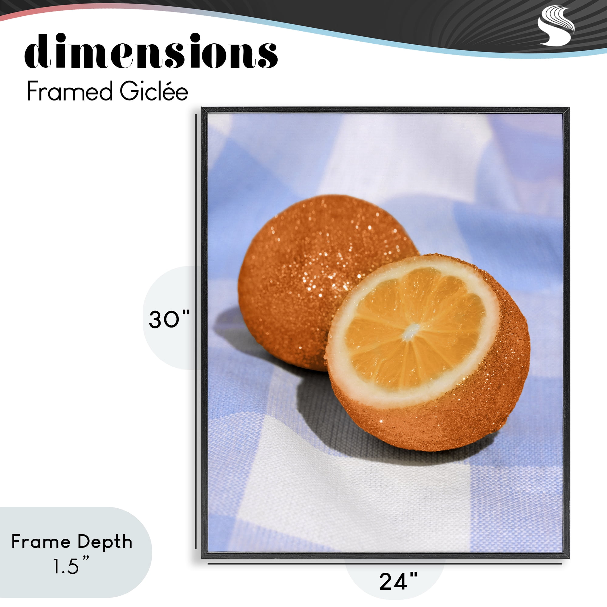Stupell Industries Glimmer Orange on Blue Black Framed Giclee Art, design by LISH Creative
