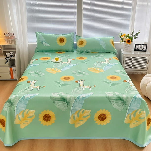 Juegos de cubrecamas y colchas Juego de cama de seda de hielo de tres piezas Sábanas suaves y transpirables Sábanas y fundas de almohada de seda lujosas Patrones realistas e interesantes Combinación d