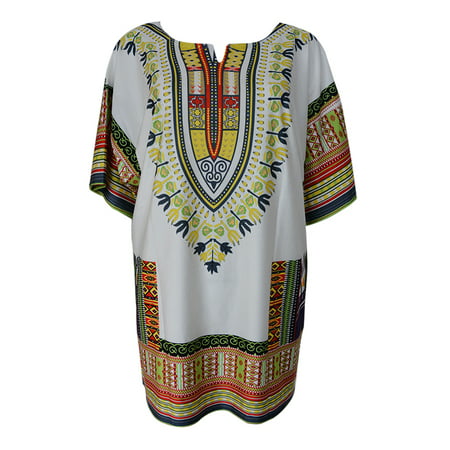 New Fashion Women African Dashiki O-neck Floral Patchwork Shirt Kaftan Boho Hippe Gypsy Festival Party (Best African Fashion Dresses)