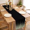 thumbnail image 6 of Sage Green Black Ombre Cotton Linen Table Runner for Dining Kitchen, Modern Abstract Striped Gradient Wedding Outdoor Party Tablerunners, Dresser Scarf Coffee Tablecloth Runners 13x108 Inches, 6 of 9