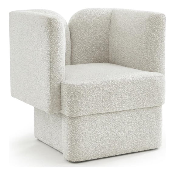 Meridian Furniture Marcel Boucle Fabric Upholstered Accent Chair in Rich Cream