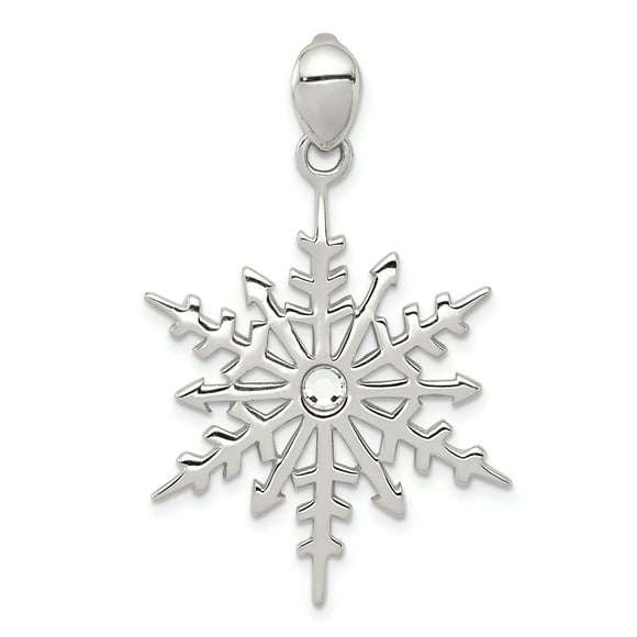 925 Sterling Silver Snowflake Shaped with Stellux Crystal Pendant