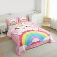 thumbnail image 3 of Manfei Kawaii Pink Cat Bedding Comforter Set for Kids, Cartoon Rainbow Twin Comforter Sets, Cute Stars Print Reversible Bedding Set, Ultra Soft Home Decor, 2pcs, 3 of 8