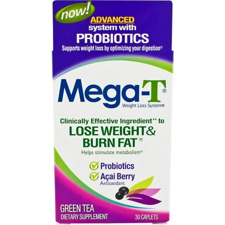 Mega-T perte de poids système Thé vert Compléments alimentaires Caplets, 30 count