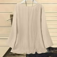 thumbnail image 6 of Womens Tops Cotton Linen Long Sleeve Shirt Casual Plain Spring Summer T-Shirts Oversized Loose Ladies Elegant Baggy Tunic Top, 6 of 7