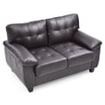 thumbnail image 3 of Passion Furniture PF-G905A-L Gallant 57 in. Flared Arm Faux Leather Straight Sofa in Cappuccino, 3 of 5