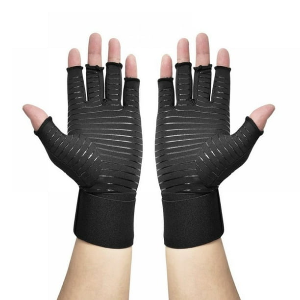 2 Pairs Copper Compression Arthritis Gloves with Adjustable Strap