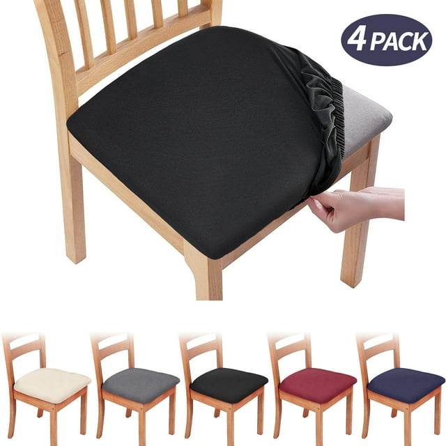 4 Pack Black Seat Covers for Dining Chairs,Removable Washable AntiDust