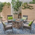 thumbnail image 2 of Afuera Living 5 Piece Outdoor Wicker Chair and Firepit Set in Gray, 2 of 11