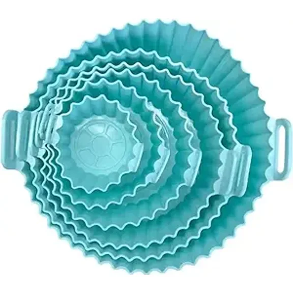 6 Pcs Round Reusable Non-Stick air Fryer Accessories Silicone Coating Pot Basket(Multicolor)