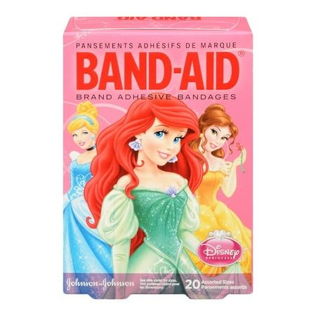 Princess Adhesive - Band-Aid Adhesive Strip Plastic, Assorted Sizes, Kid Design (Disney Princesses), Box of 20