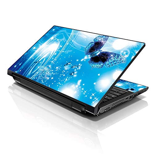 LSS Laptop 15 15.6 Skin Cover with Colorful Water Butterfly Pattern for HP Dell Lenovo Apple Asus Acer Compaq - Fits 13.3" 14" 15.6" 16" (2 Wrist Pads