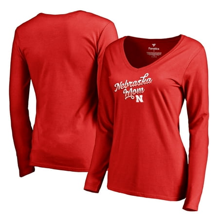 Nebraska Cornhuskers Santa - Nebraska Cornhuskers Fanatics Branded Women's Team Mom Long Sleeve T-Shirt - Red