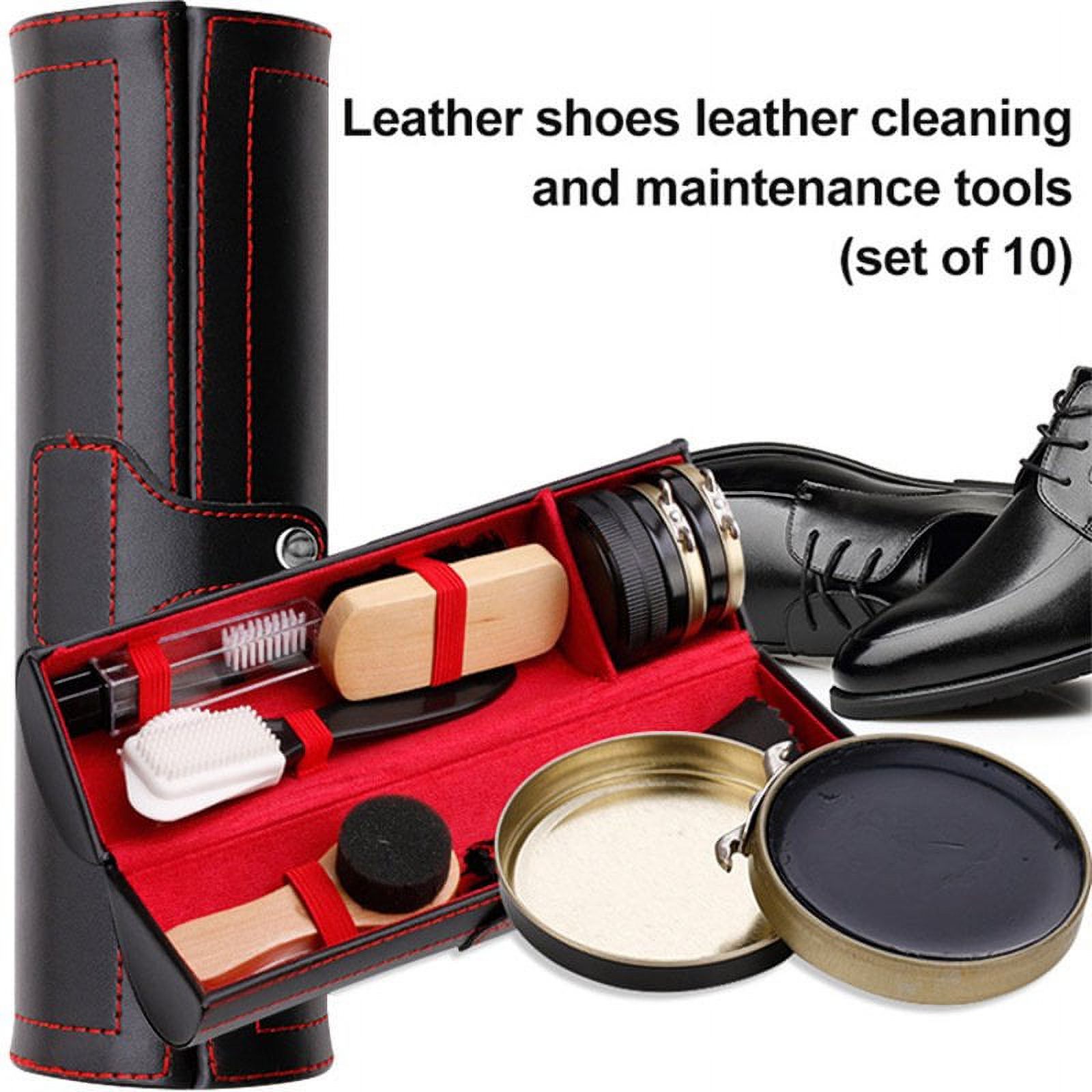 Kit De Nettoyage Pour Chaussures En Cuir - Avec Sac Et Éponge, Pratique à Emporter - Couleur Aléatoire (Brun) - Dimensions 17.5x11 Cm