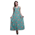 thumbnail image 1 of Bimba Robe Longue en Rayonne Imprimée Florale pour Femmes Chic Bohème Été Maxi Plage-TTTG, 1 of 5