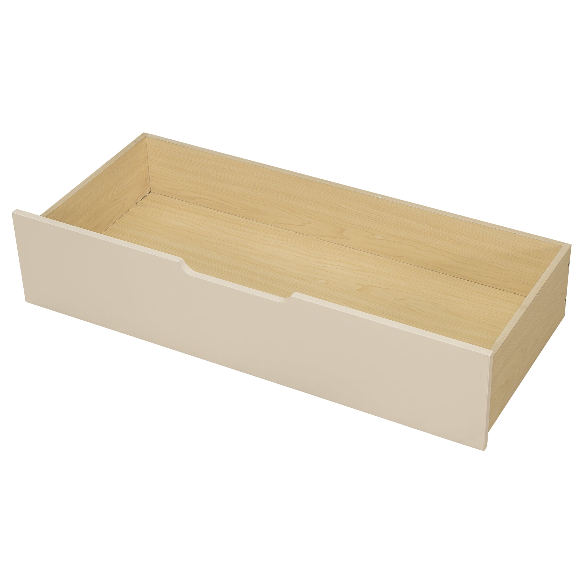 MAYEERTY Wood Twin Size Platform Bed with Storage Shelves, Drawers, Charging Station and Upholstered Headboard, Cream